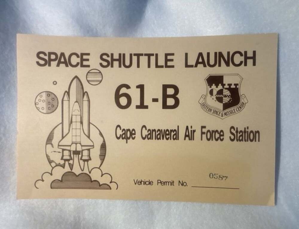 Vintage NASA Space Shuttle Launch 61-B Cape Canaveral Vehicle Permit Pass